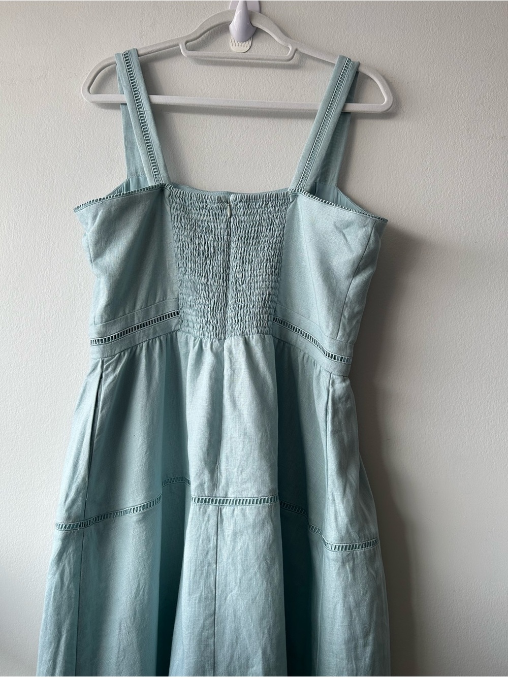 Reformation Everett 100% Linen Midi Dress in Aquamarine - Picture 9 of 15